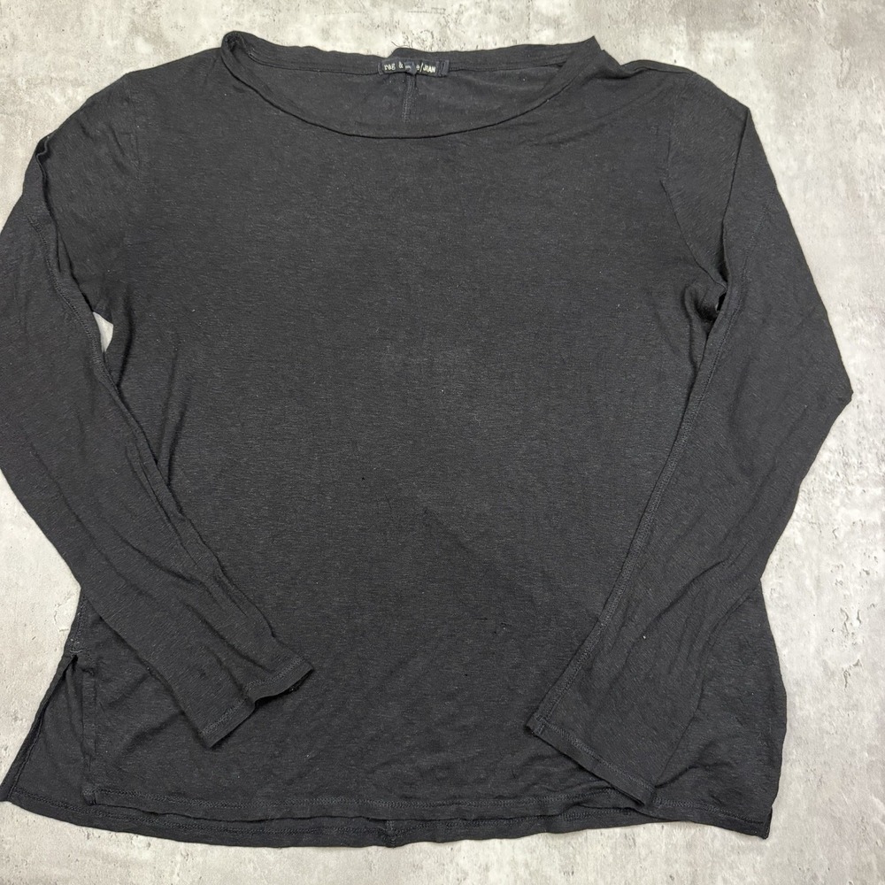 RAG & BONE Women's Small Black Long Sleeve Scoop Neck Jersey Shirt
